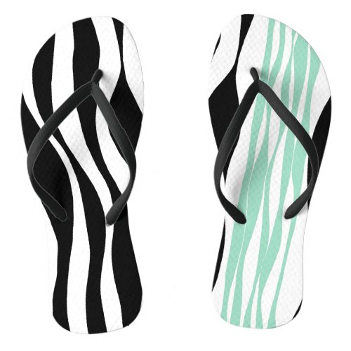 Ebb and Flow _ Mint Green White and Black  Flip Flops