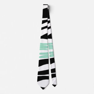 Ebb and Flow - Mint Green, White and Black Neck Tie