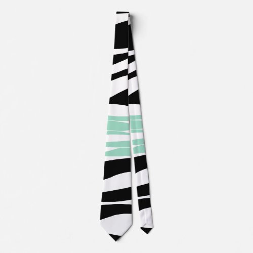 Ebb and Flow _ Mint Green White and Black  Neck Tie