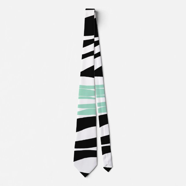 Ebb and Flow - Mint Green, White and Black  Neck Tie (Front)