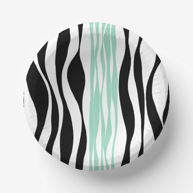 Ebb and Flow - Mint Green, White and Black Paper Bowls (Front)