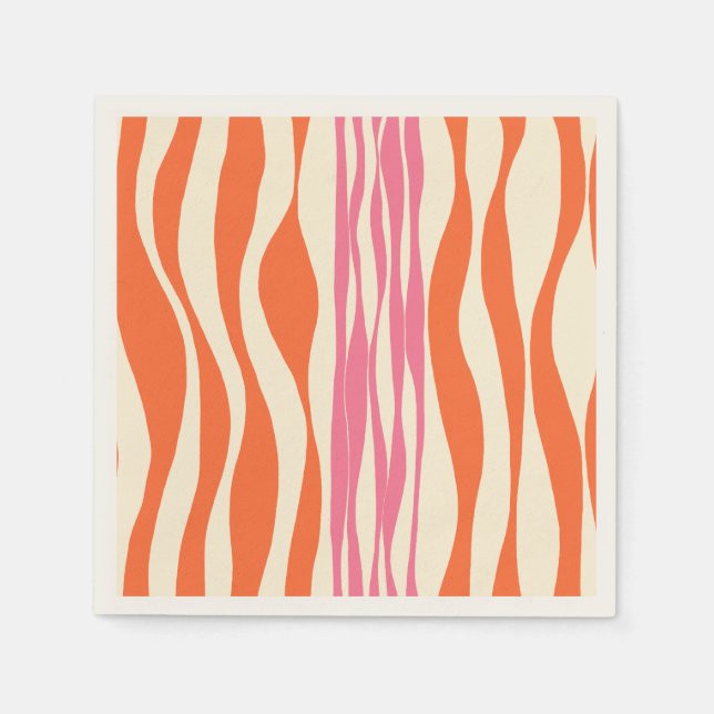 Ebb and Flow - Pink, Orange, and Cream  Napkins (Front)
