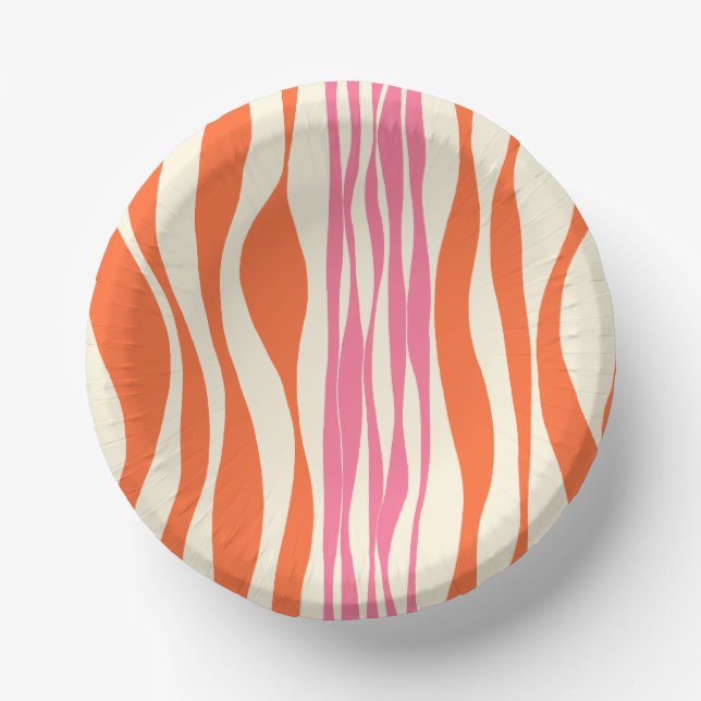 Ebb and Flow - Pink, Orange, and Cream  Paper Bowls (Front)