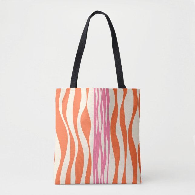 Ebb and Flow - Pink, Orange, and Cream  Tote Bag (Front)