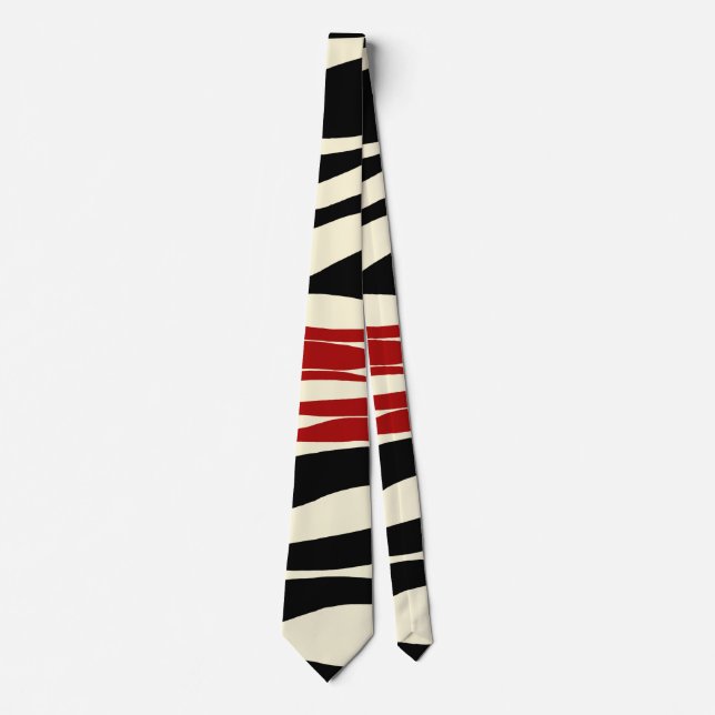 Ebb and Flow - Red & Cream Neck Tie (Front)