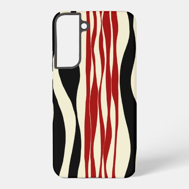 Ebb and Flow - Red & Cream Samsung Galaxy Case (Back)