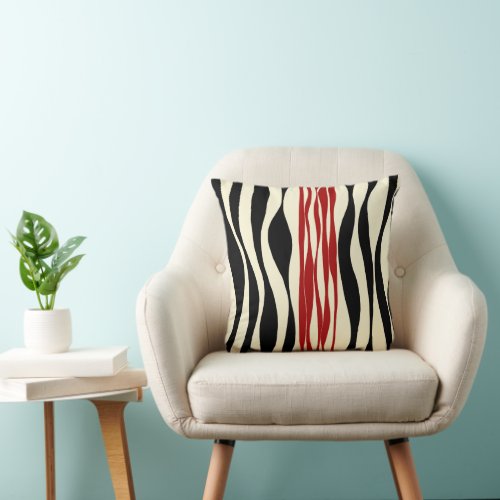 Ebb and Flow _ Red  Cream Throw Pillow