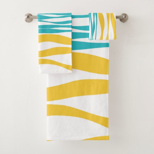 Ebb and Flow _ Turquoise  Yellow Bath Towel Set