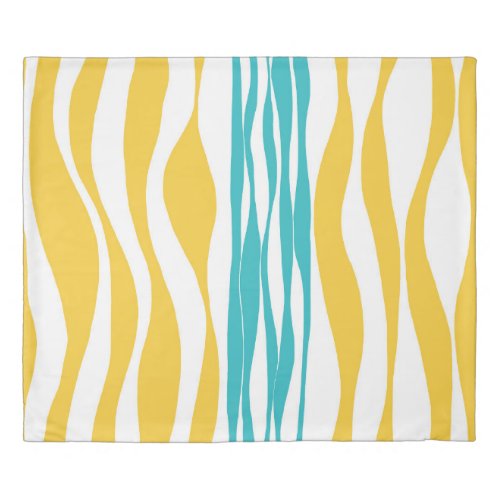 Ebb and Flow _ Turquoise  Yellow Duvet Cover