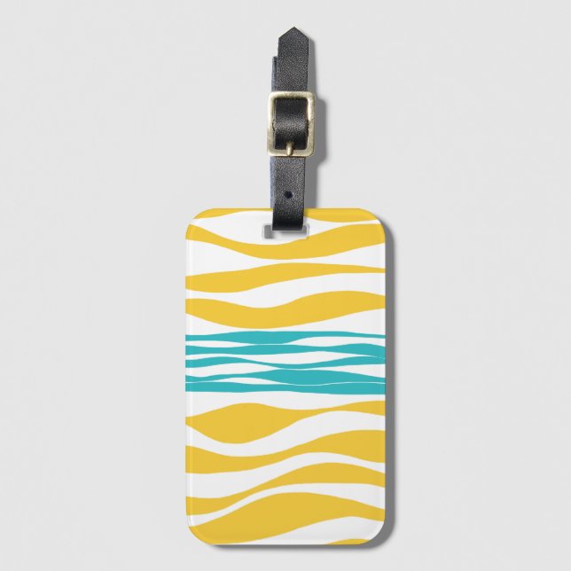 Ebb and Flow - Turquoise & Yellow Luggage Tag (Front Vertical)