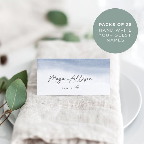 Ebb Tide Coastal Blue Watercolor Place Card