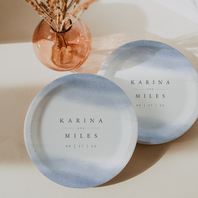 Ebb Tide Coastal Watercolor Wedding Paper Plates (Creator Uploaded)