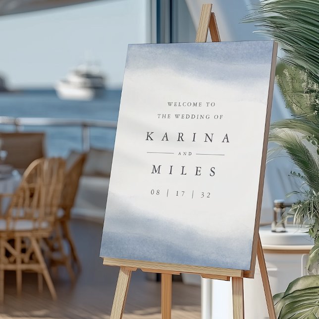 Ebb Tide Coastal Watercolor Wedding Welcome Sign (Creator Uploaded)