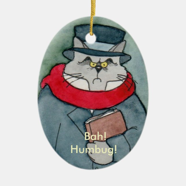 EbeMeowzer Scrooge from a Christmas Carol Ceramic Ornament (Front)