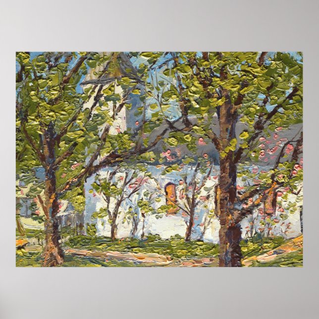 Ebenezer Church in Blues Pinks Greens Oranges Poster (Front)