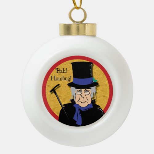 Ebenezer Scrooge Bah Humbug Ceramic Ball Christmas Ornament