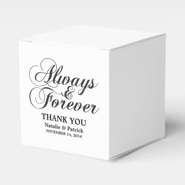 Ebony Always & Forever Wedding Favor Boxes (Front Side)