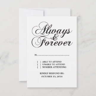 Ebony Always & Forever Wedding RSVP Card
