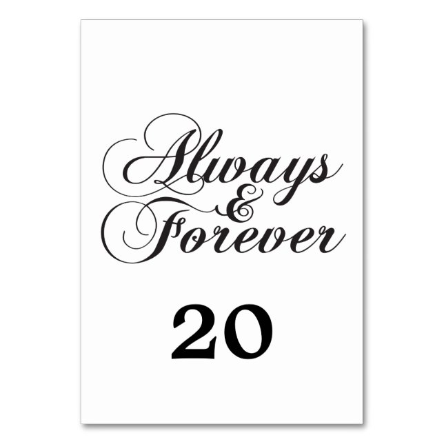 Ebony Always & Forever Wedding Table Card (Front)