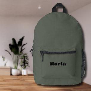 Ebony and Black Simple Personalized Name Printed Backpack