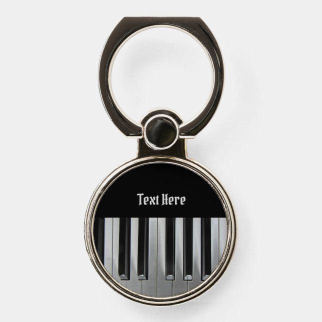 Ebony and Ivory Custom Text Phone Ring Stand (Front)