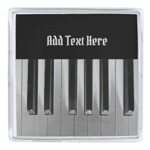 Ebony and Ivory Custom Text Silver Finish Lapel Pin