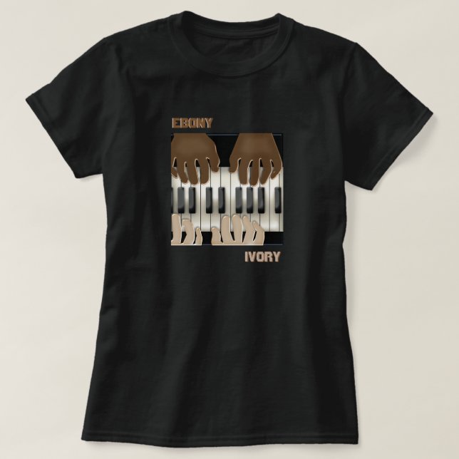Ebony and Ivory - Dueling Keyboards T-Shirt (Design Front)