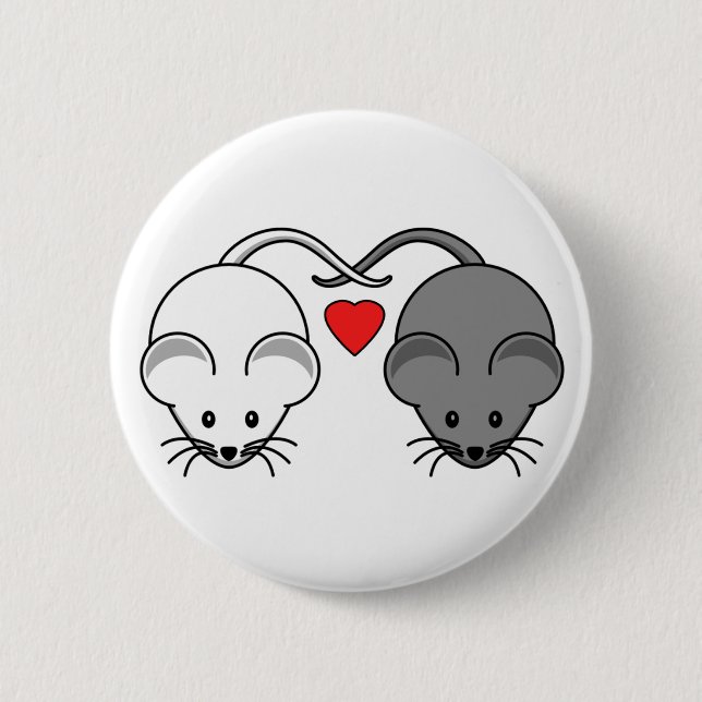 Ebony and Ivory Mouse Love Button (Front)