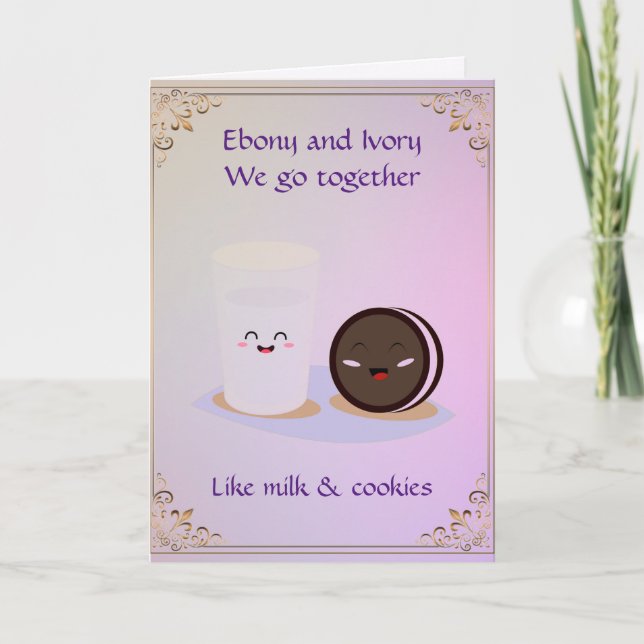 Ebony and Ivory We go Together Greeting Card (Front)