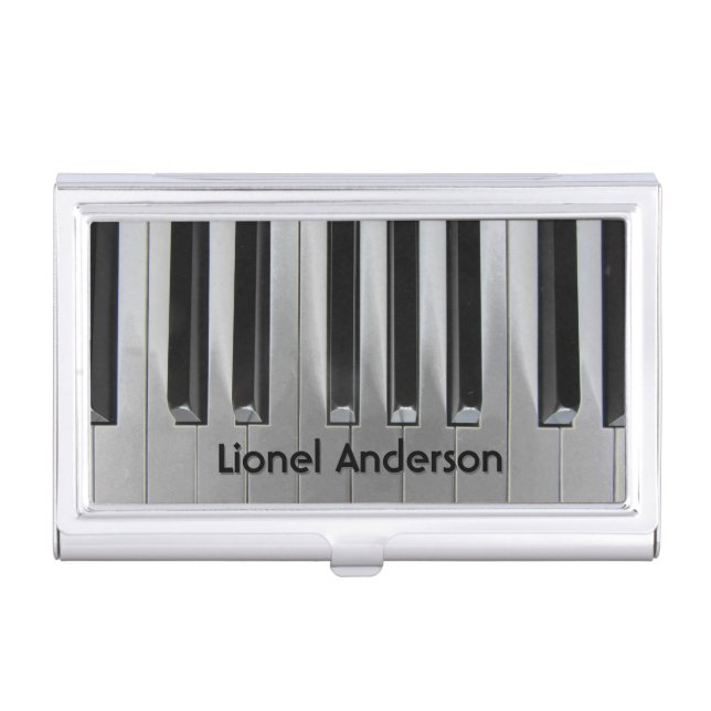 Ebony and Ivory with Name  Business Card Case (Front)