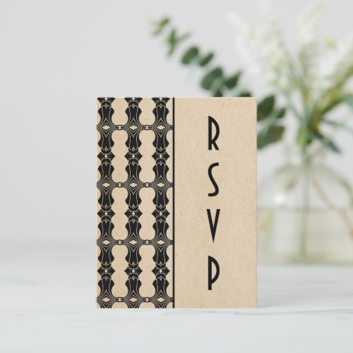 Ebony Art Deco Border RSVP Postcard