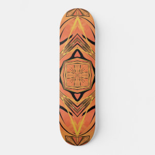 Ebony Black And Citrus Orange Tropical Art Design Skateboard
