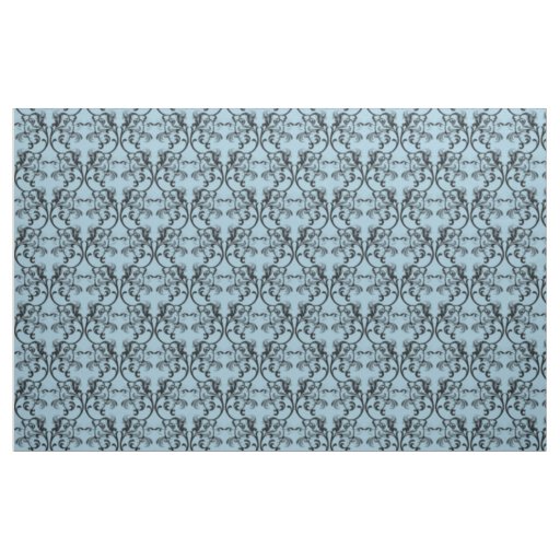 Ebony Blue Parisian Damask Pattern Fabric
