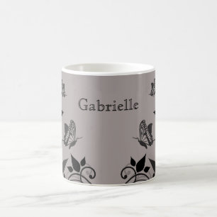 Ebony Butterfly Floral Mug