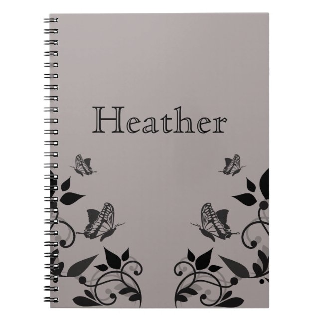 Ebony Butterfly Floral Notebook (Front)