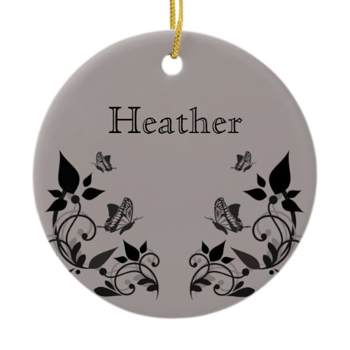 Ebony Butterfly Floral Ornament