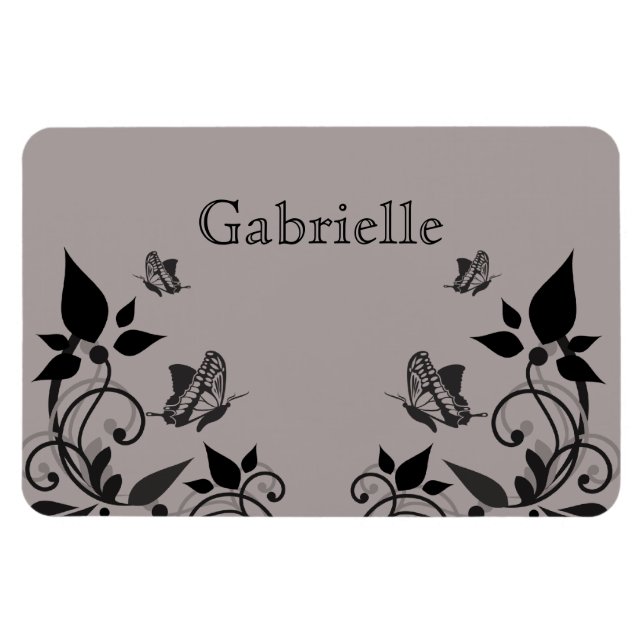 Ebony Butterfly Floral Premium Magnet (Horizontal)