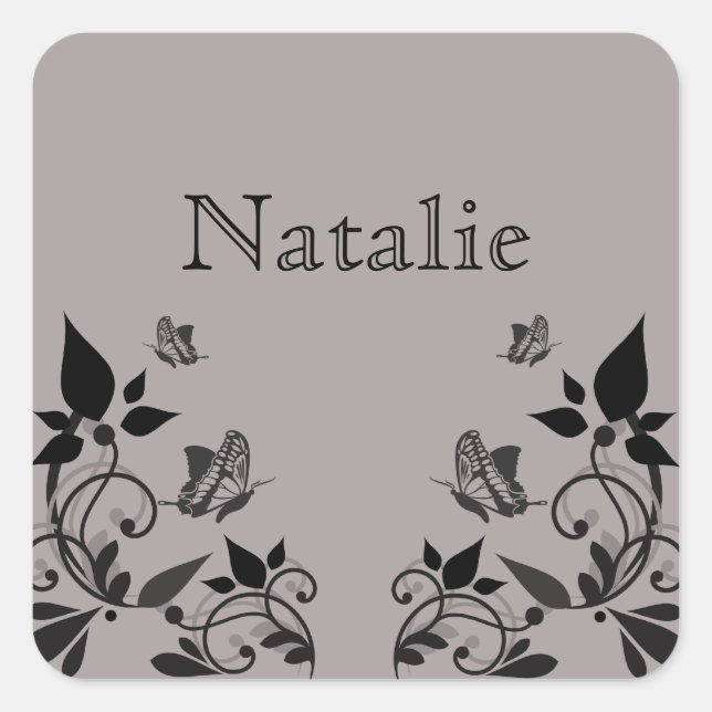 Ebony Butterfly Floral Stickers (Front)