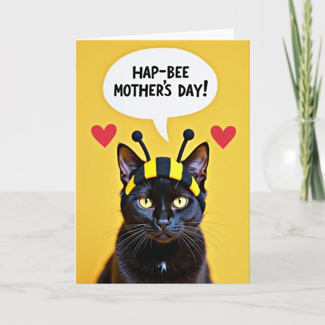 Ebony Cat Mothers Day Celebration Card (Front)