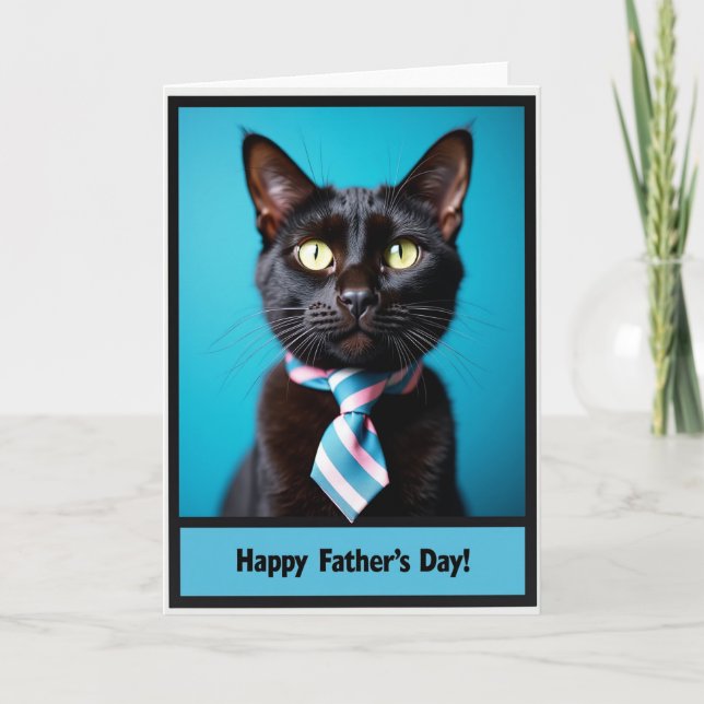 Ebony Cat Sweet Fathers Day Card (Front)