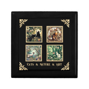 Ebony Cats & Nature & Art Nouveau Keepsake Gift Box