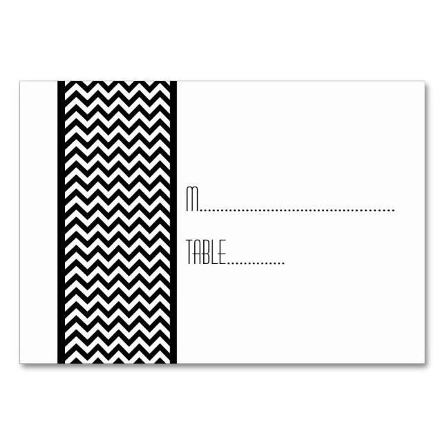 Ebony Chevron Border Escort Card (Front)