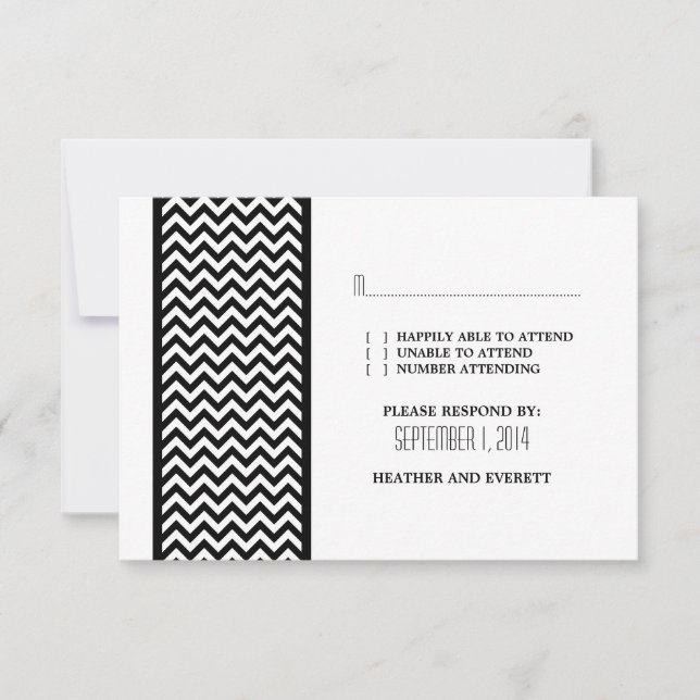 Ebony Chevron Border RSVP Card (Front)