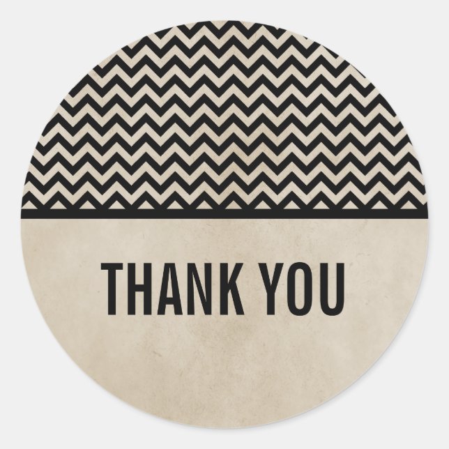 Ebony Chic Chevron Thank You Stickers (Front)