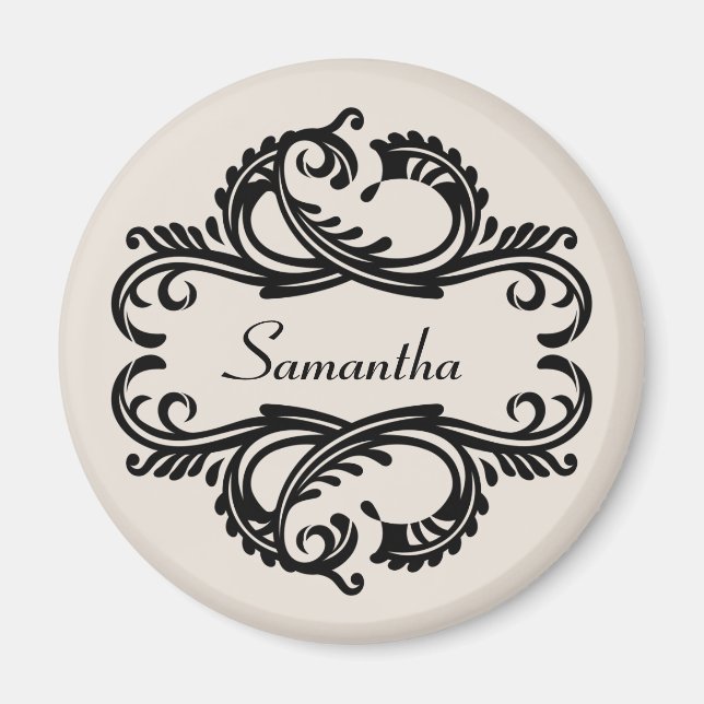 Ebony Chic Damask Magnet (Front)