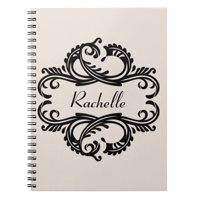 Ebony Chic Damask Notebook (Front)