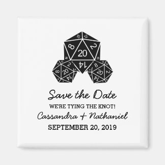 Ebony D20 Dice Save the Date Magnet