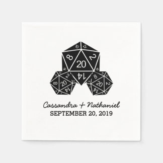 Ebony D20 Dice Wedding Paper Napkins
