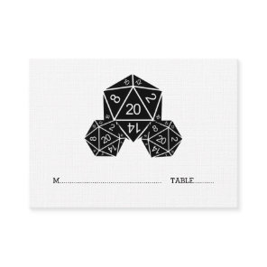 Ebony D20 Dice Wedding Place Card