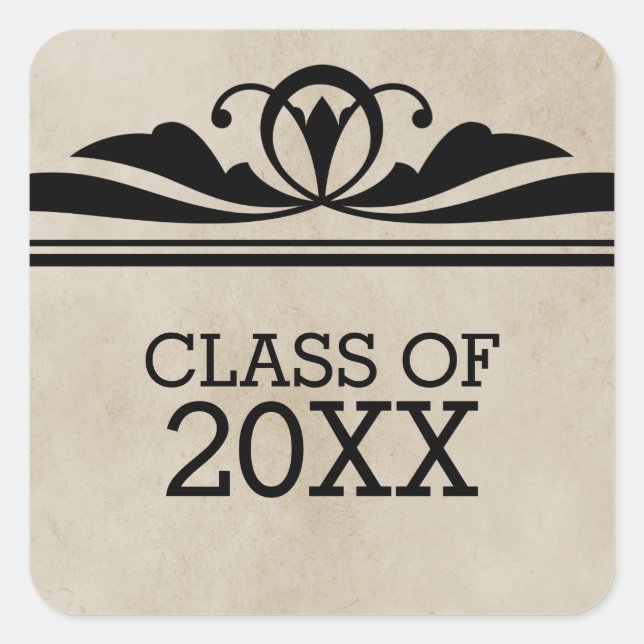 Ebony Elegant Deco Graduation Stickers (Front)